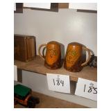 Vintage tree bark wooden S+P shakers