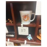 Vintage Esso gasoline milk glass cup/ fire king