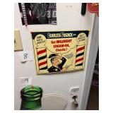 Vintage fearless fosdick barber shop tin sign
