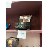 Vintage Black lacquer ballerina music jewelry box