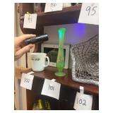 Vintage Uranium glass vase/ No C/C, glows, 10 inch