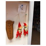 Pair of vintage felt elf Christmas ornaments