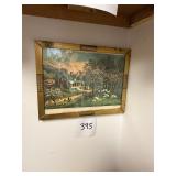 Antique metal framed picture