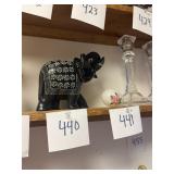 Vintage hand carved black stone elephant