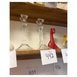 Antique glass candle sticks / no C/C
