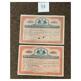 2 antique Pennsylvania Railroad stock certificates