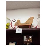 Vintage wood + metal sleigh