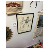Vintage pencil sketch football picture