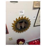 Metal flower mirror / unsure of age, well made