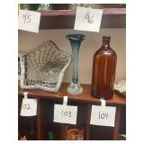 Vintage hand blown glass vase/ no C/C, 10 inch
