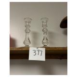 Pair of antique glass candle stick holder / no C/C