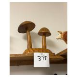 Vintage Monkey Pod wooden carved mushrooms