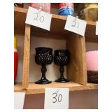 2 vintage L.E. Smith black onyx glass goblets