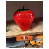 Vintage Milk Glass Strawberry Covered Dish