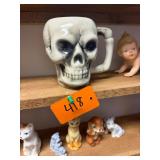 Vtg Ceramic Skull Mug