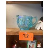 Vintage Blue Carnival Glass Creamer