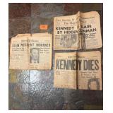 Vtg Kennedy Assassination Newspaper Lot