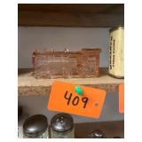 Vtg Pink Depression Glass Train Candy Holder