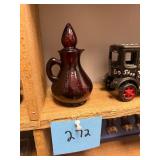 Vintage Ruby Red Glass Cruet