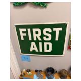 Vtg First Aid Metal Sign