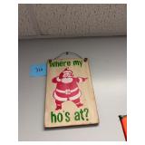 Vtg Santa Wooden Hanging Sign