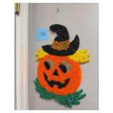 Vintage Pumpkin Witch Wall Hanging Popcorn Art