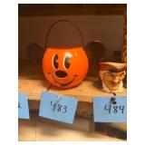 Vintage Mickey Mouse Halloween Pumpkin Pail