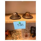 Vintage Cast Metal Cowboy Hat Shakers
