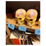 Vtg Plastic Skull Blow Mold Pair