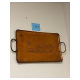 Vintage Hammered Copper Stagecoach Serving Tray