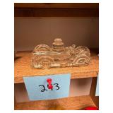 Vintage Glass Fire Truck Candy Container