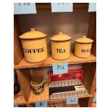 Vtg Yellow Enamelware Canister Set