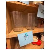 Vtg Etched Glass Tumblers Floral