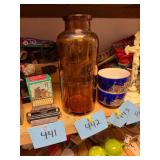 Vintage Amber Glass Milk Emulsion Bottle