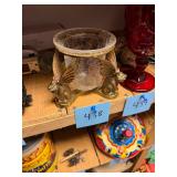 Vtg Brass Griffin Candle Holder