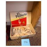 Assorted Seashells In Vtg Cigar Box