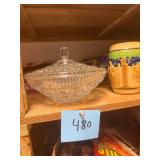 Vintage Pressed Glass Covered Candy Dish