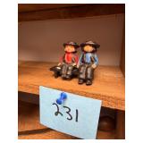 Vtg Cast Iron Seated Amish Figures on Bench