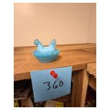 Vintage Blue Glass Hen
