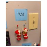 Vintage Felt Wood Santa Ornaments