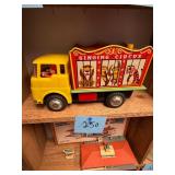 Vtg Singing Circus Tin Toy Truck