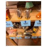 Vtg Metal Coffee Pot Salt And Pepper Shakers