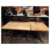 THREE WOOD TOP METAL BASE TABLES