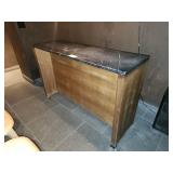 MARBLE TOP WOOD BASE HIGH TOP TABLE