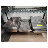 EIGHT FULL SIZE STAINLESS STEEL PANS