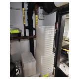 TWENTY FIVE PLASTIC BINS WITH LIDS