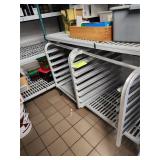TWO STATIONARY 1/2 SIZE SHEET PAN RACKS