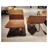 SIX WOOD + METAL FRAME, CUSHION SEAT LOUNGE CHAIRS