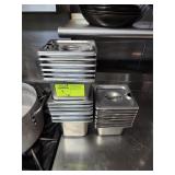 TWENTY ONE 1/6 SIZE STAINLESS STEEL PANS