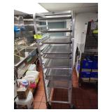ROLLING PAN RACK w/ 9 PERFORATED SHEET PANS